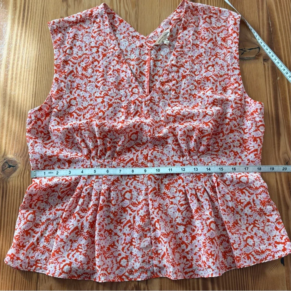 Rebecca Taylor Silk Provence Floral Block Print V-Neck Top - Picture 10 of 11